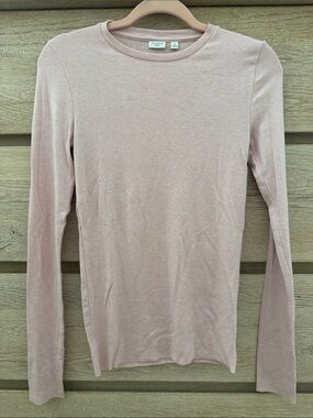 Aritzia The Group Soft Long-Sleeve Crewneck Top in Blush Pink